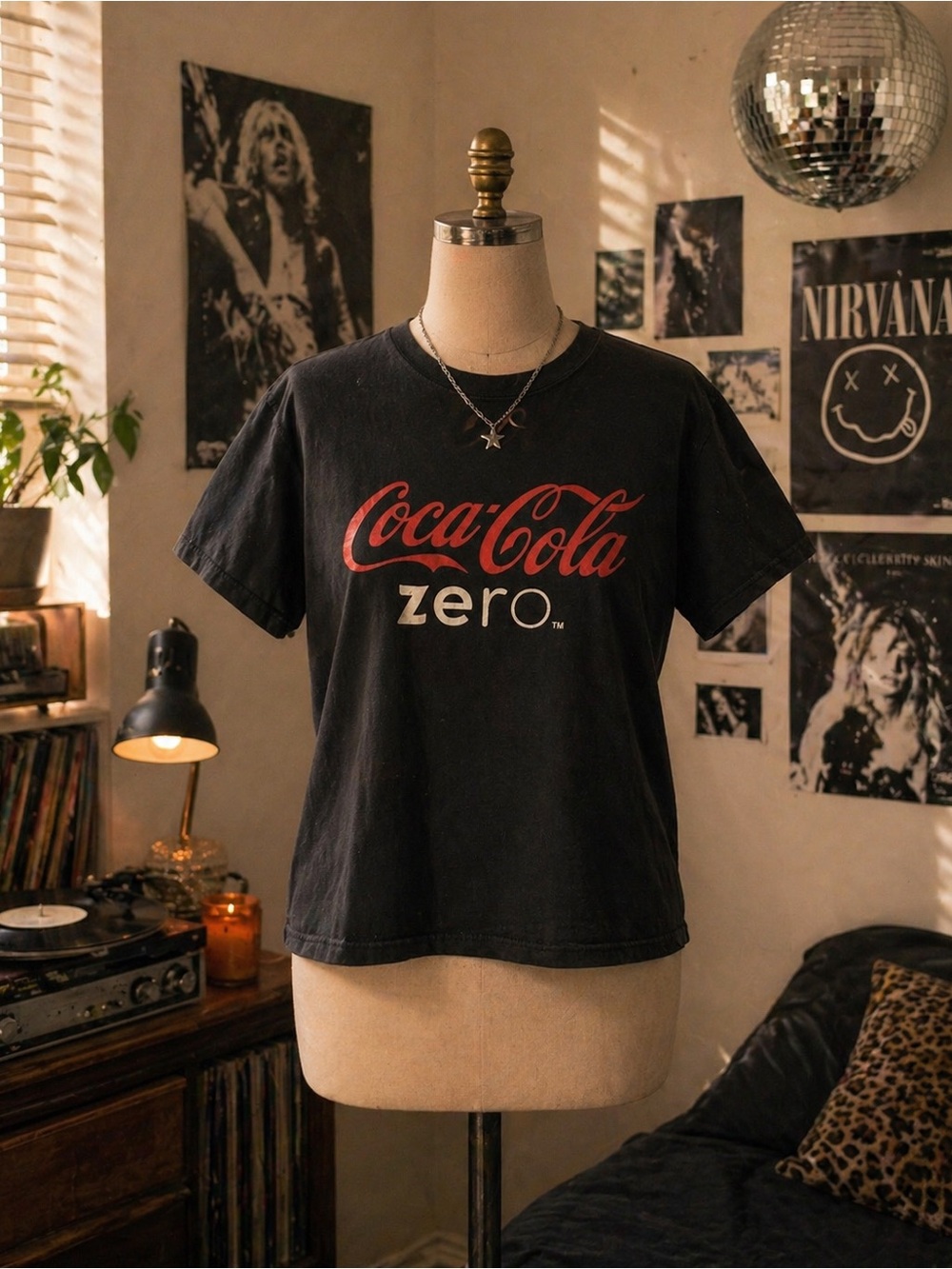 Coca Cola Black Shirt with Red Accent and White Print